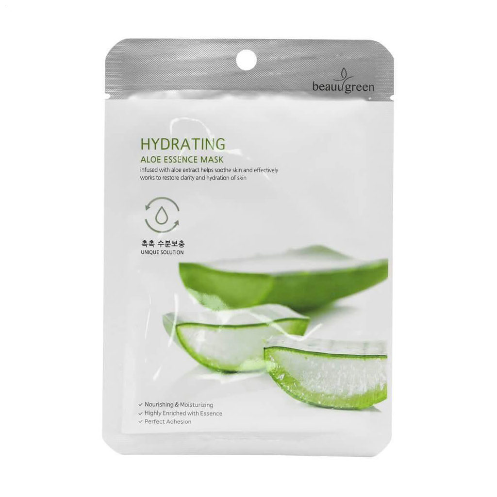 Зволожувальна тканинна маска для обличчя BeauuGreen Hydrating Aloe Essence Mask з екстрактом алое, 23 г