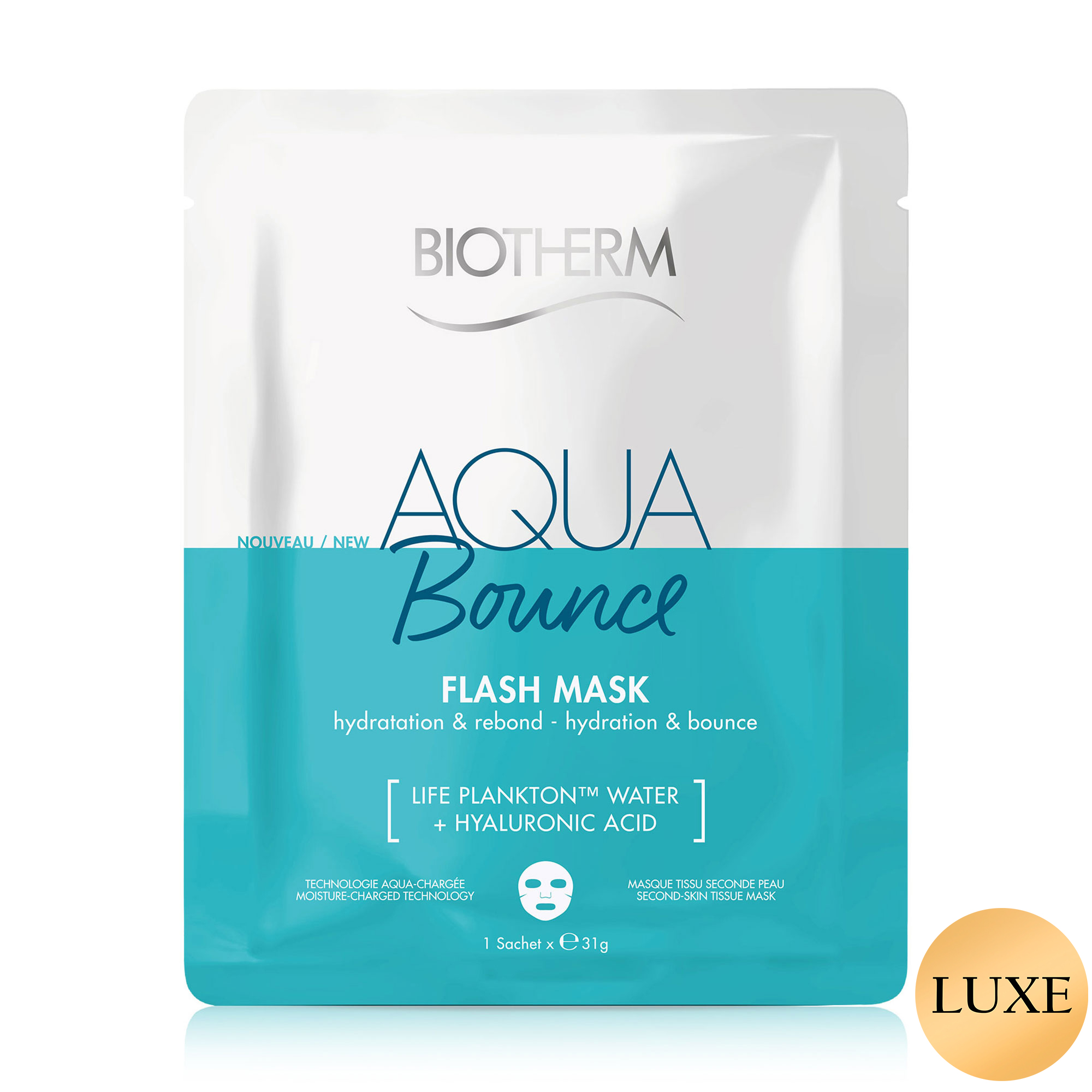 Зволожувальна тканинна маска для пружності шкіри обличчя Biotherm Aqua Bounce Flash Mask, 31 г